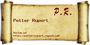 Petter Rupert névjegykártya